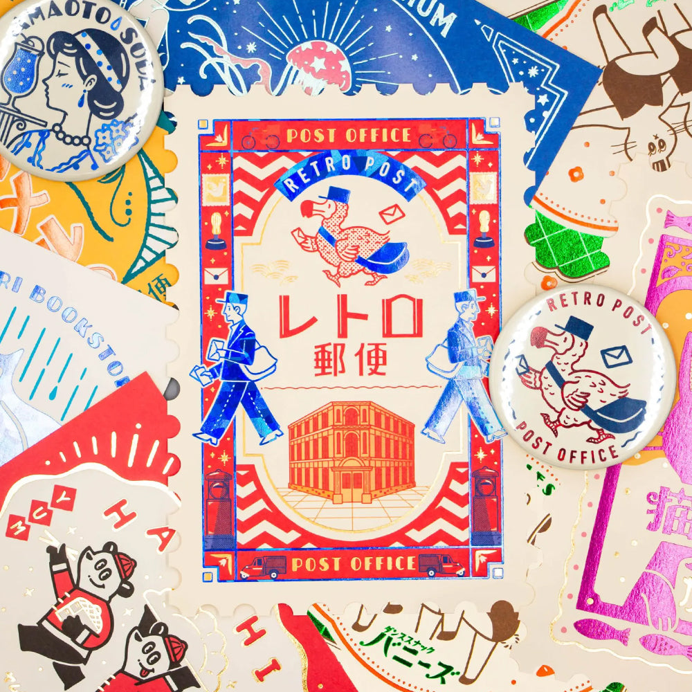 S-328 | ROKKAKU x ob1toy 復古郵便系列 箔押明信片 (好吃飯店)
