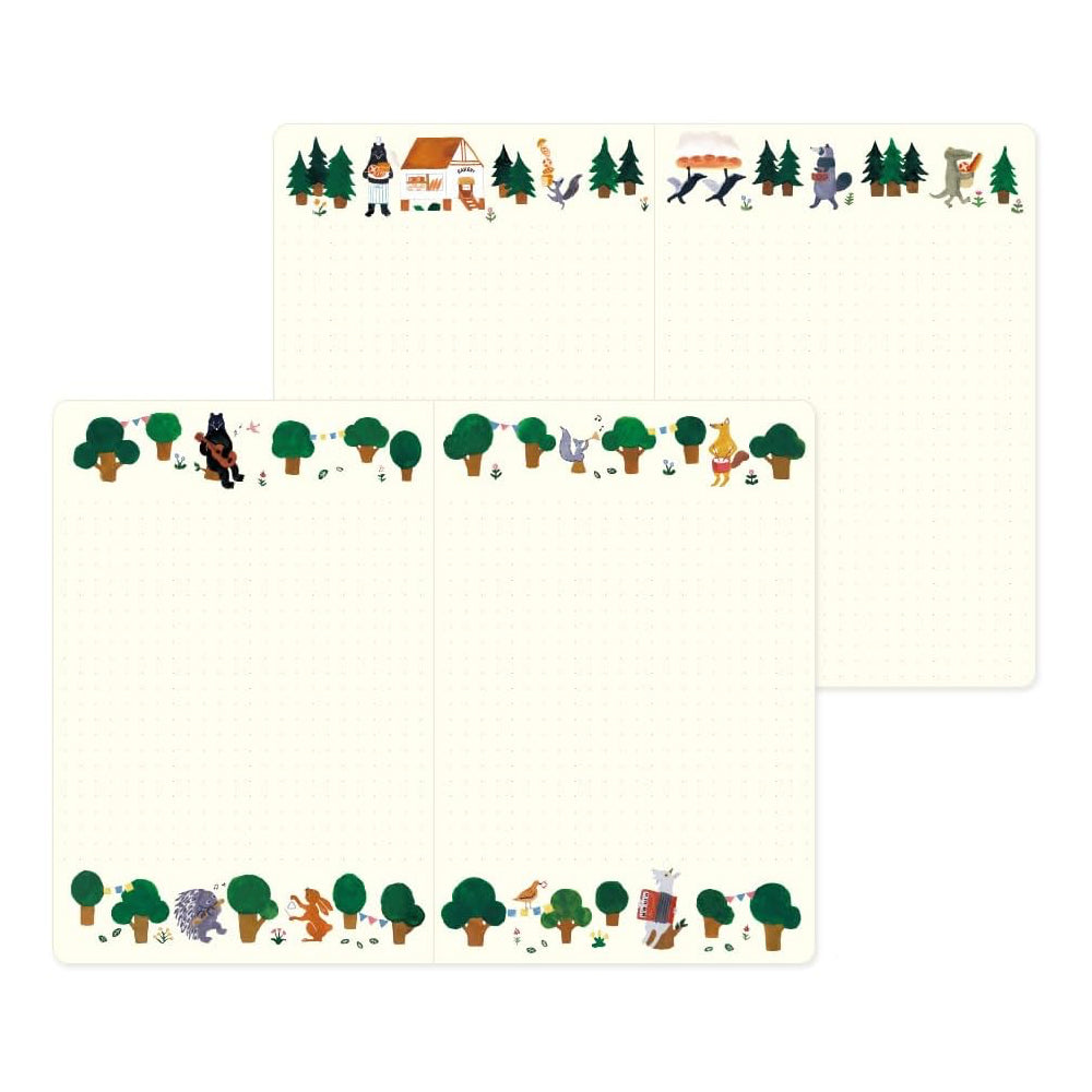 B-119 | MIDORI Yuru Log B6 點陣筆記本 (森林動物)