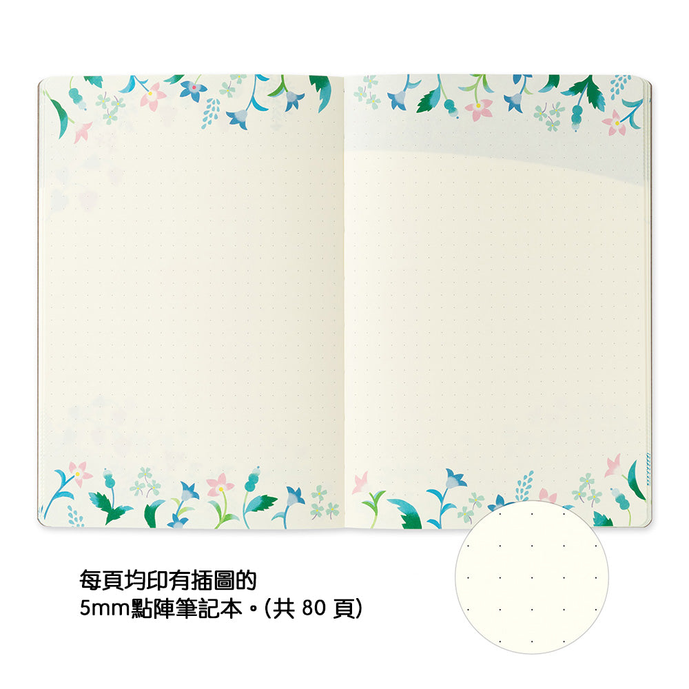 B-296 | MIDORI Yuru Log B6 新版 點陣筆記本 (花卉)