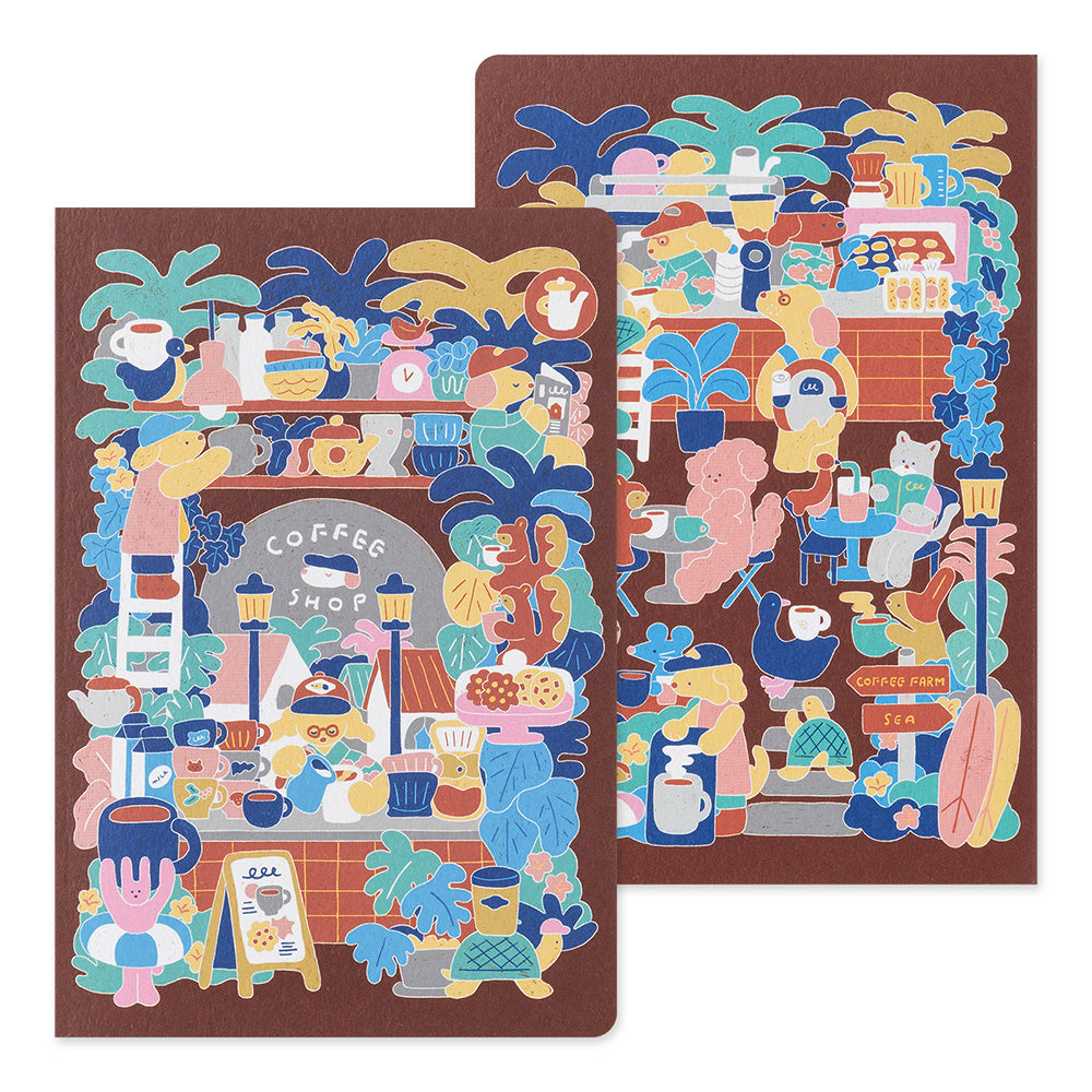 B-297 | MIDORI Yuru Log B6 新版 點陣筆記本 (咖啡店)