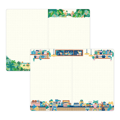 B-297 | MIDORI Yuru Log B6 新版 點陣筆記本 (咖啡店)