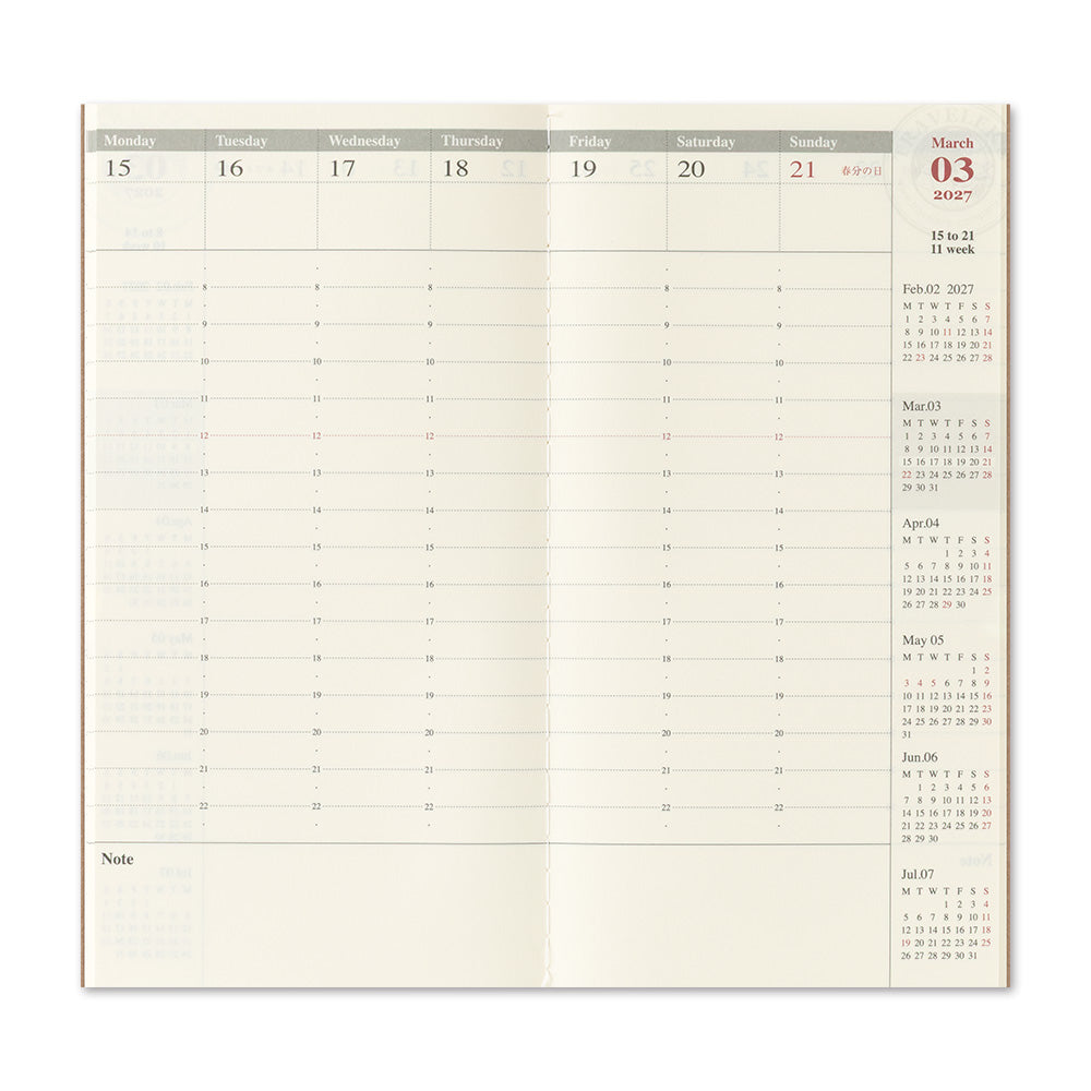 B-318 | TRAVELER'S COMPANY TRAVELER'S notebook 週間直式手帳 2027 (Regular Size)