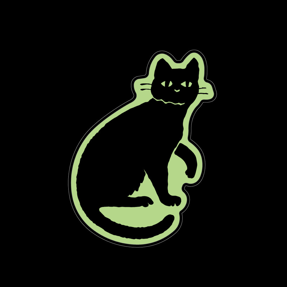 S-310 | GREEN FLASH 真夜中の雑貨店 BLACK WHITE 夜光貼紙 (黑貓)