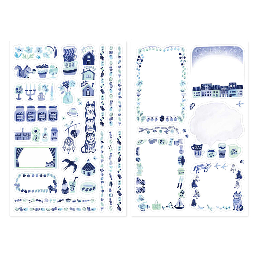 S-389 | MIDORI Yuru Log 手帳貼紙 (北歐之藍)