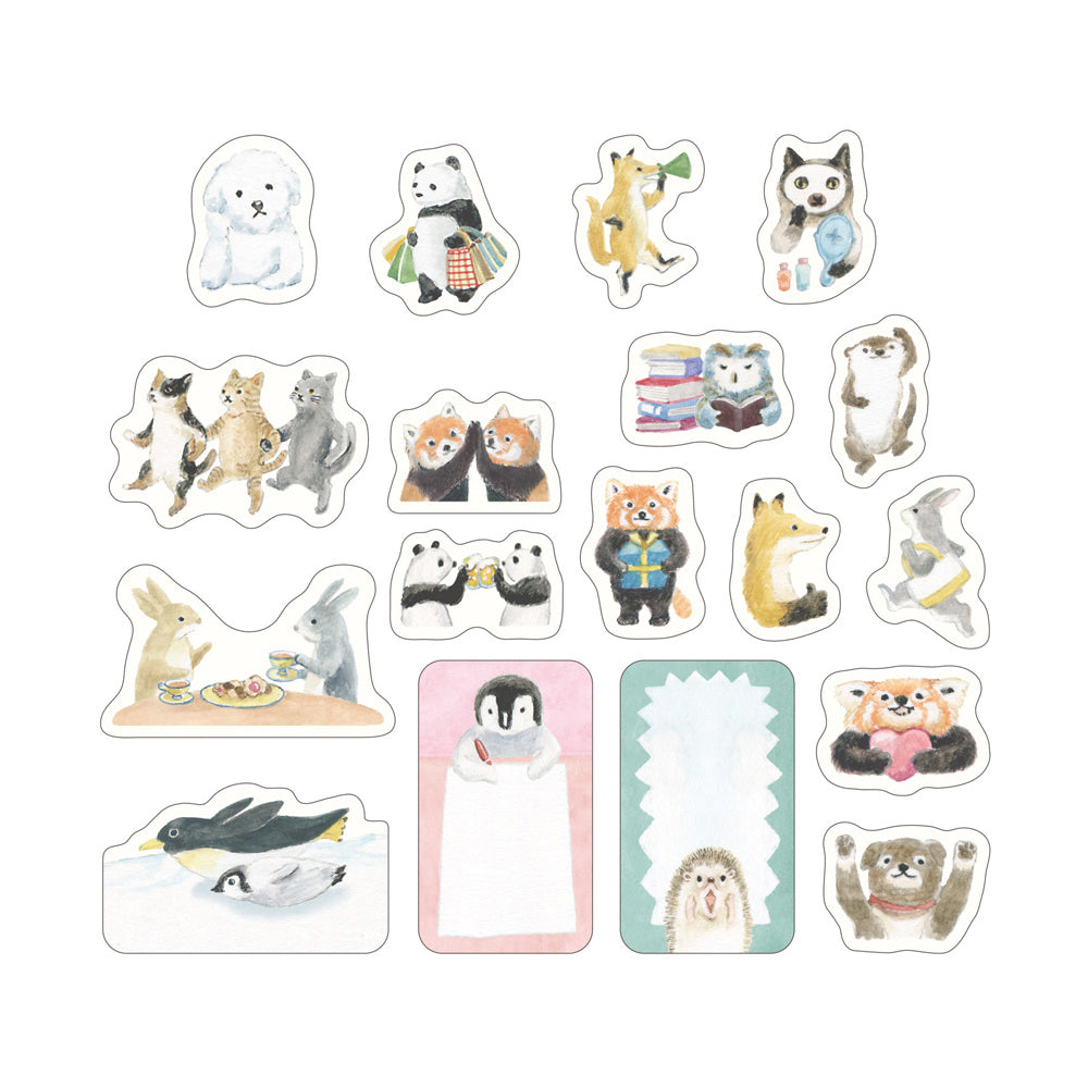 S-556 | MIDORI Yuru Log 捲裝手帳貼紙 (動物表情)