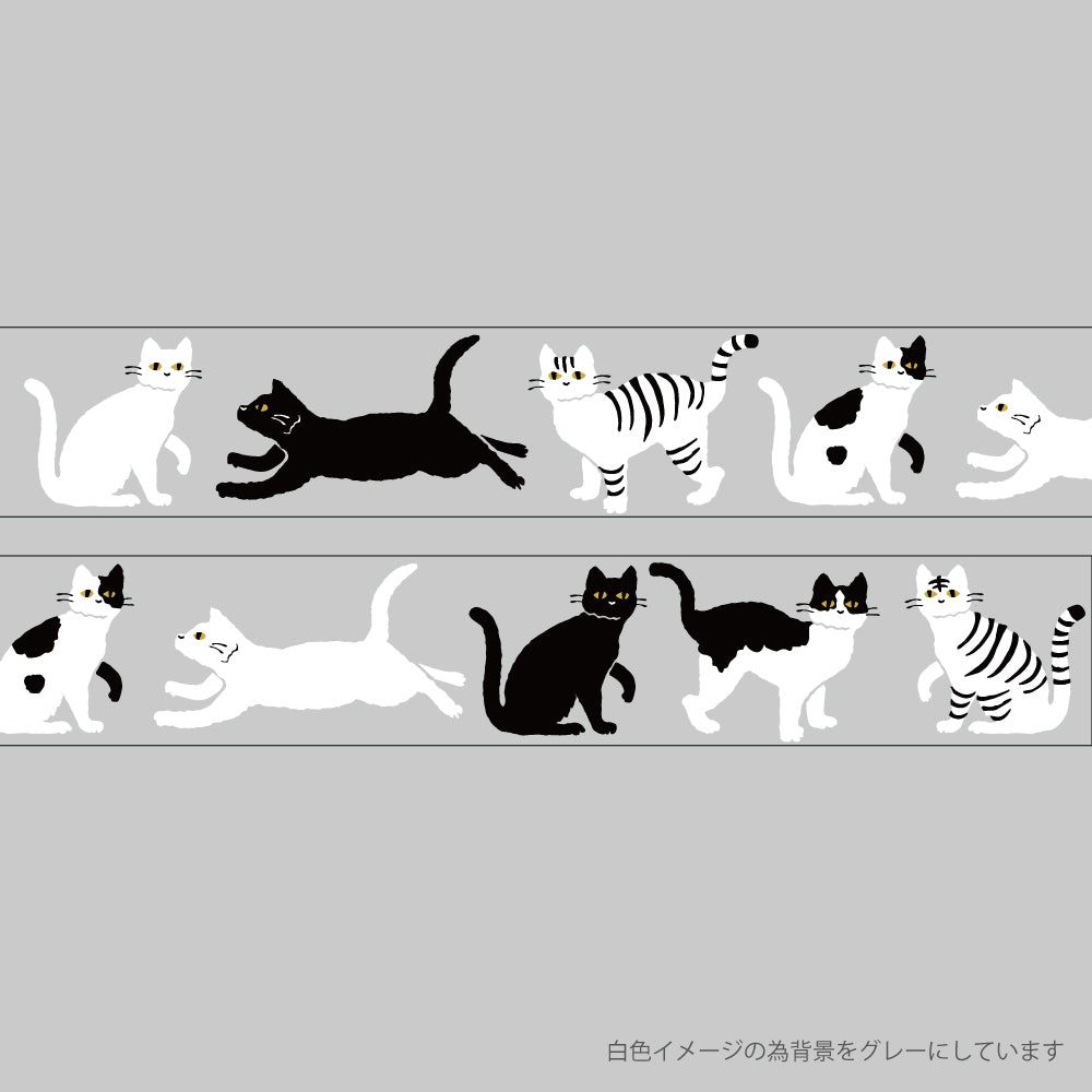 T-549 | GREEN FLASH 真夜中の雑貨店 BLACK WHITE 紙膠帶 (黑貓)