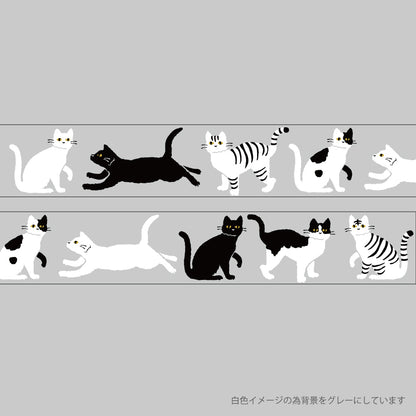 T-549 | GREEN FLASH 真夜中の雑貨店 BLACK WHITE 紙膠帶 (黑貓)