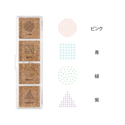 T-643 | MIDORI Yuru Log 手帳用 4色浸透印 (幾何)