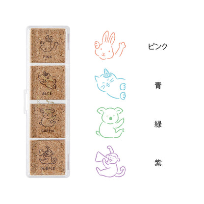 T-650 | MIDORI Yuru Log 手帳用 4色浸透印 (動物)