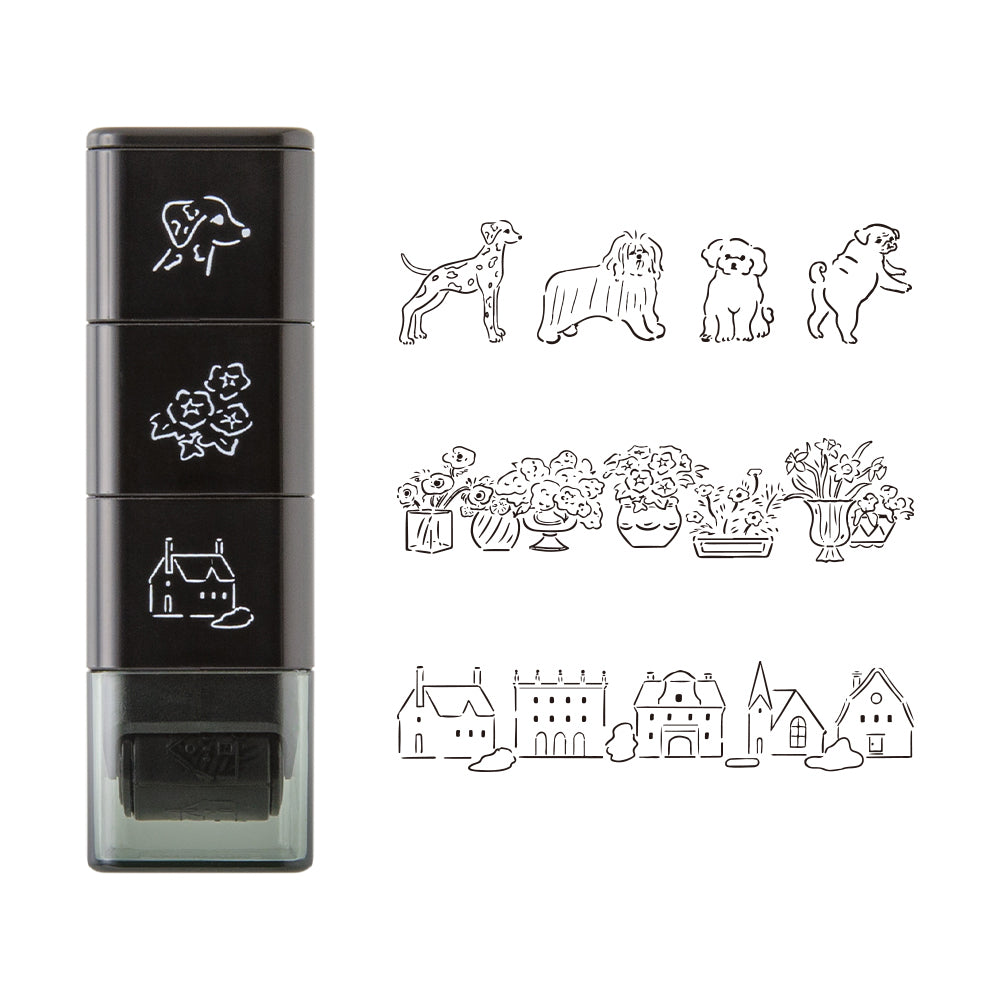 T-654 | MIDORI Paintable Stamp Roller 浸透印 (小狗與風景)