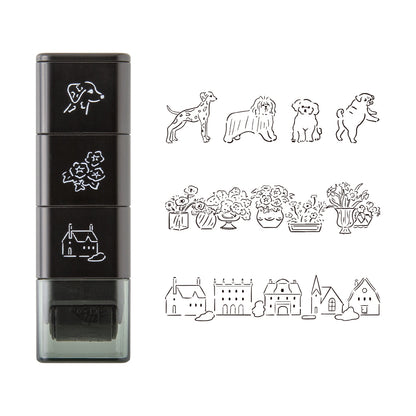 T-654 | MIDORI Paintable Stamp Roller 浸透印 (小狗與風景)