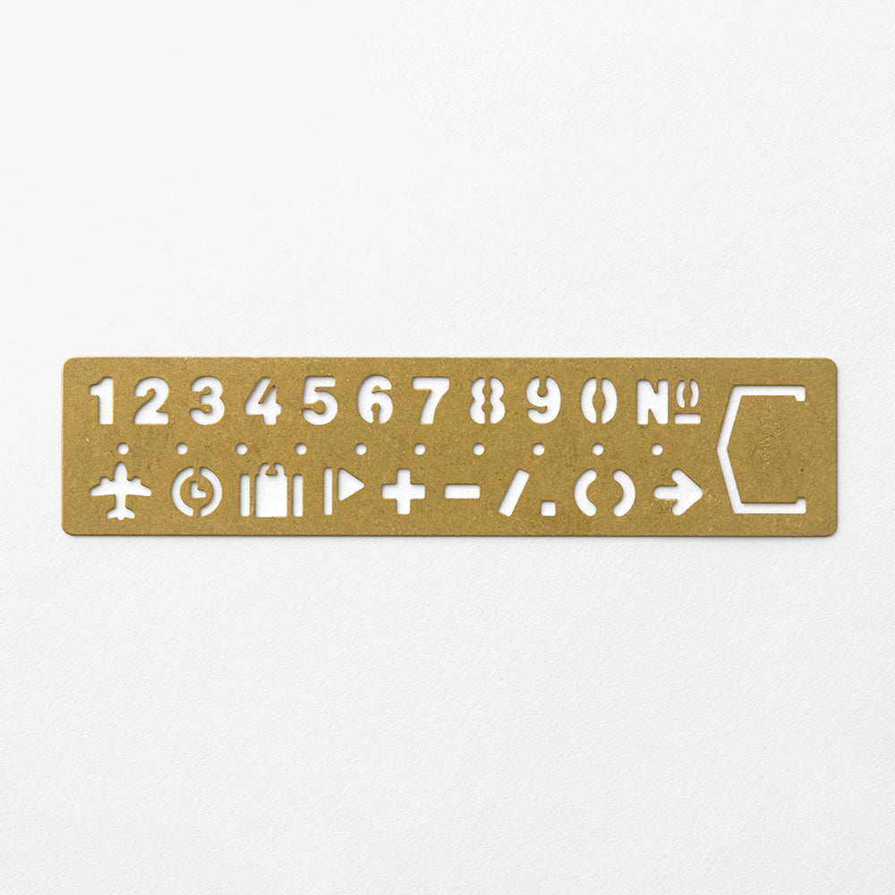 T-785 | TRAVELER'S COMPANY BRASS PRODUCTS 黃銅書籤模板尺 (數字符)