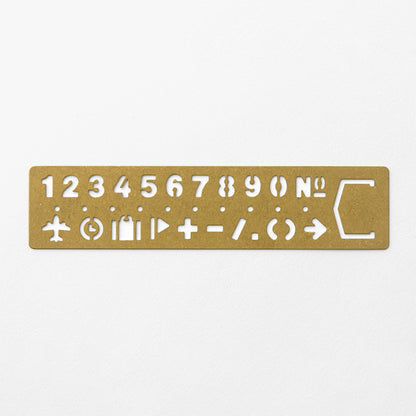 T-785 | TRAVELER'S COMPANY BRASS PRODUCTS 黃銅書籤模板尺 (數字符)