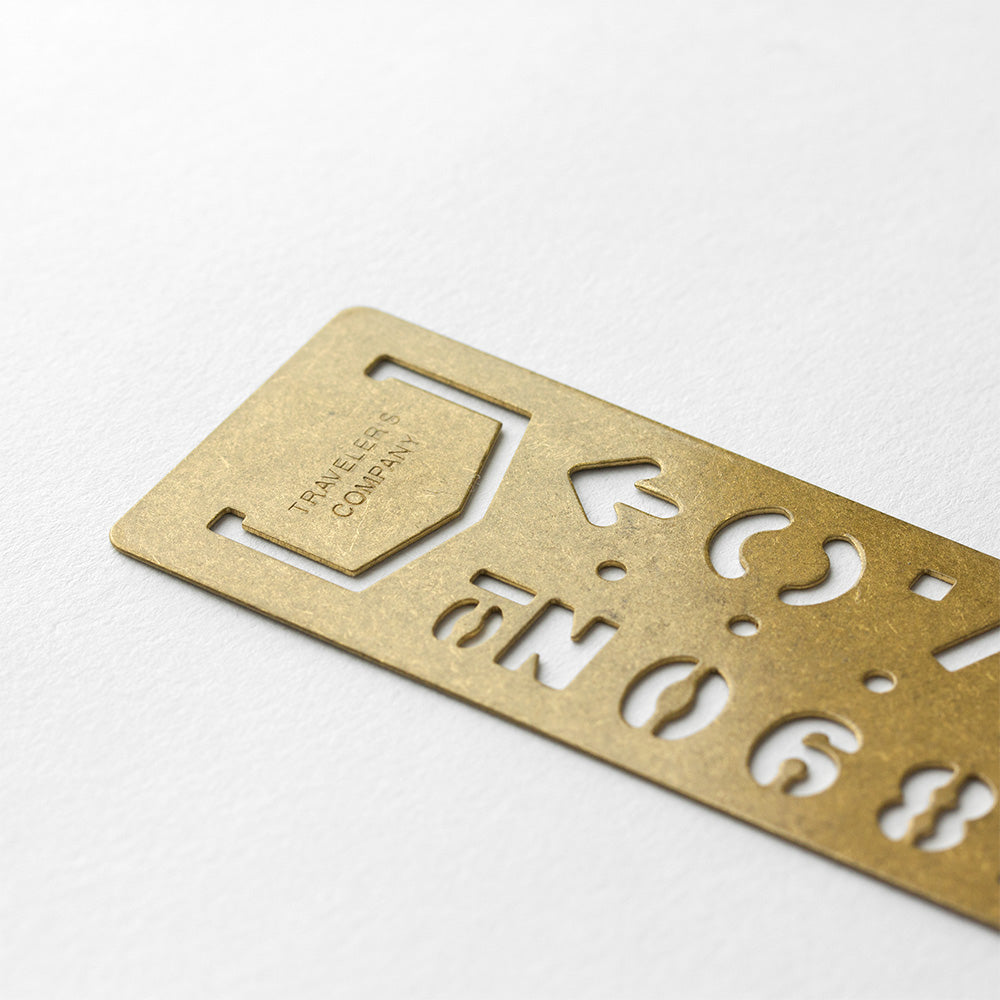 T-785 | TRAVELER'S COMPANY BRASS PRODUCTS 黃銅書籤模板尺 (數字符)