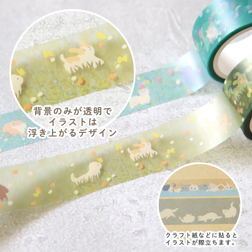 T-885 | RYU-RYU x mula 30mm 透明膠帶 (貓咪和書架)