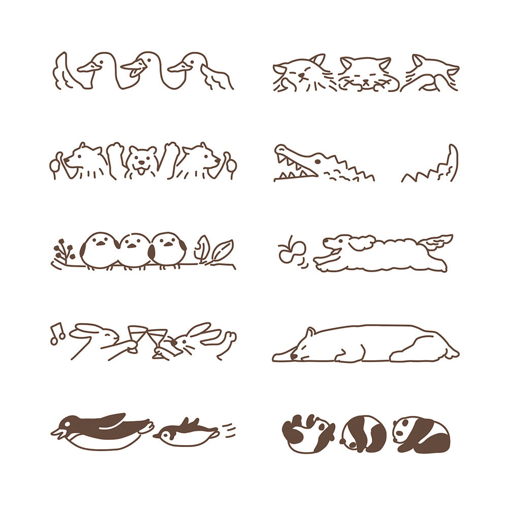 T-893 | MIDORI Paintable Stamp SOFT COLOR 回轉印 (動物姿勢)