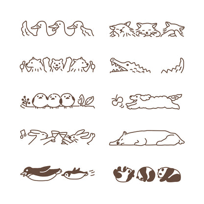 T-893 | MIDORI Paintable Stamp SOFT COLOR 回轉印 (動物姿勢)