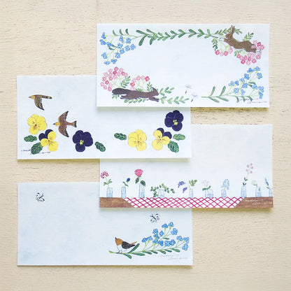T-970 | 表現社 x 淺野綠 一筆箋 (with flowers)
