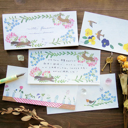 T-970 | 表現社 x 淺野綠 一筆箋 (with flowers)