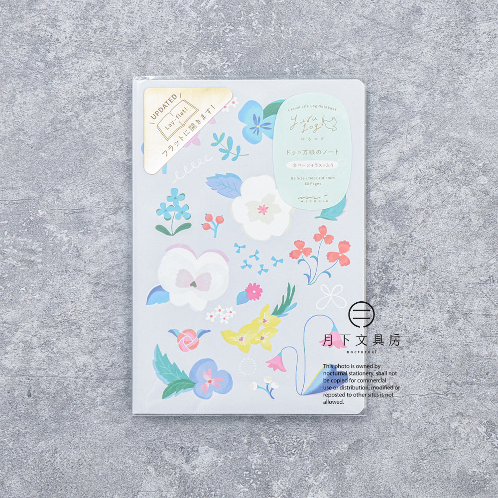 B-296 | MIDORI Yuru Log B6 新版 點陣筆記本 (花卉)