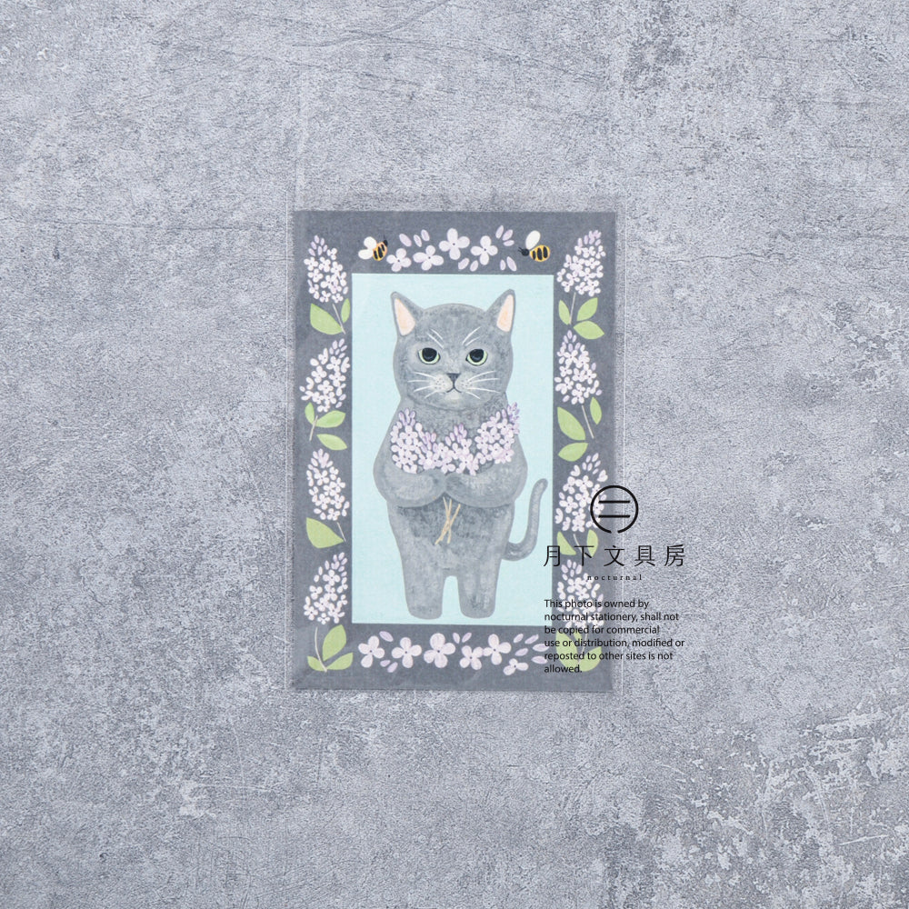 S-524 | 4legs 繪本中的貓 明信片 (俄羅斯藍貓)