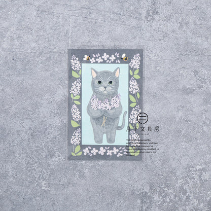 S-524 | 4legs 繪本中的貓 明信片 (俄羅斯藍貓)