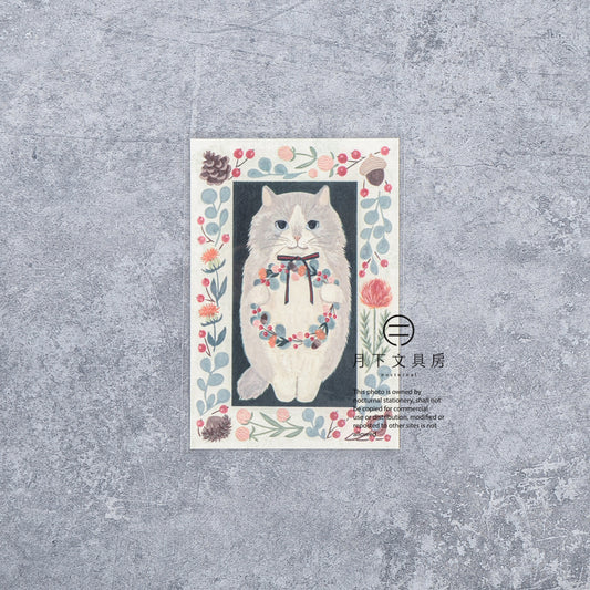 S-525 | 4legs 繪本中的貓 明信片 (長毛貓)