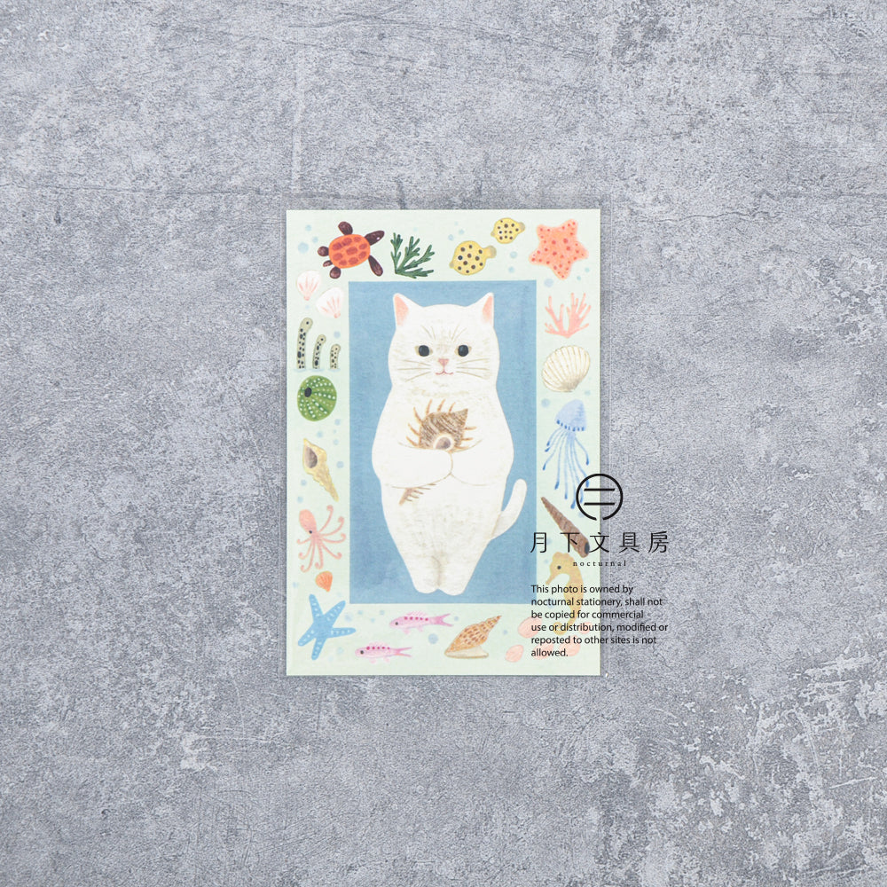 S-529 | 4legs 繪本中的貓 明信片 (白貓)