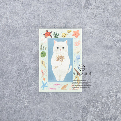 S-529 | 4legs 繪本中的貓 明信片 (白貓)