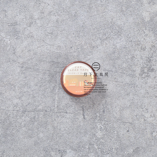 T-885 | RYU-RYU x mula 30mm 透明膠帶 (貓咪和書架)