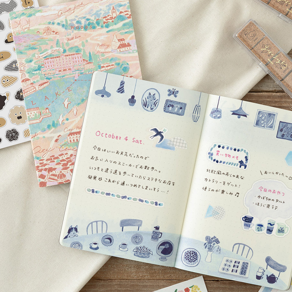 B-174 | MIDORI Yuru Log B6 點陣筆記本 (北歐之藍)
