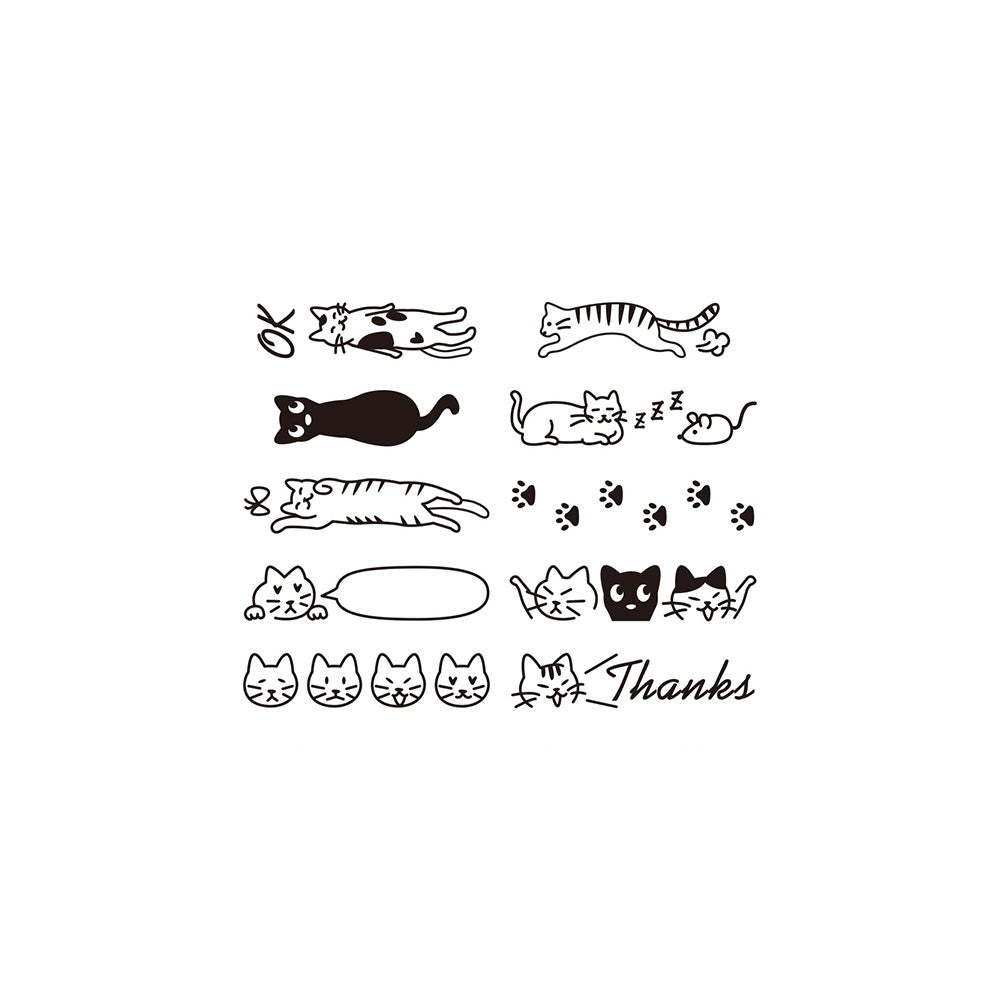 T-117 | MIDORI Paintable Stamp 回轉印 (貓)