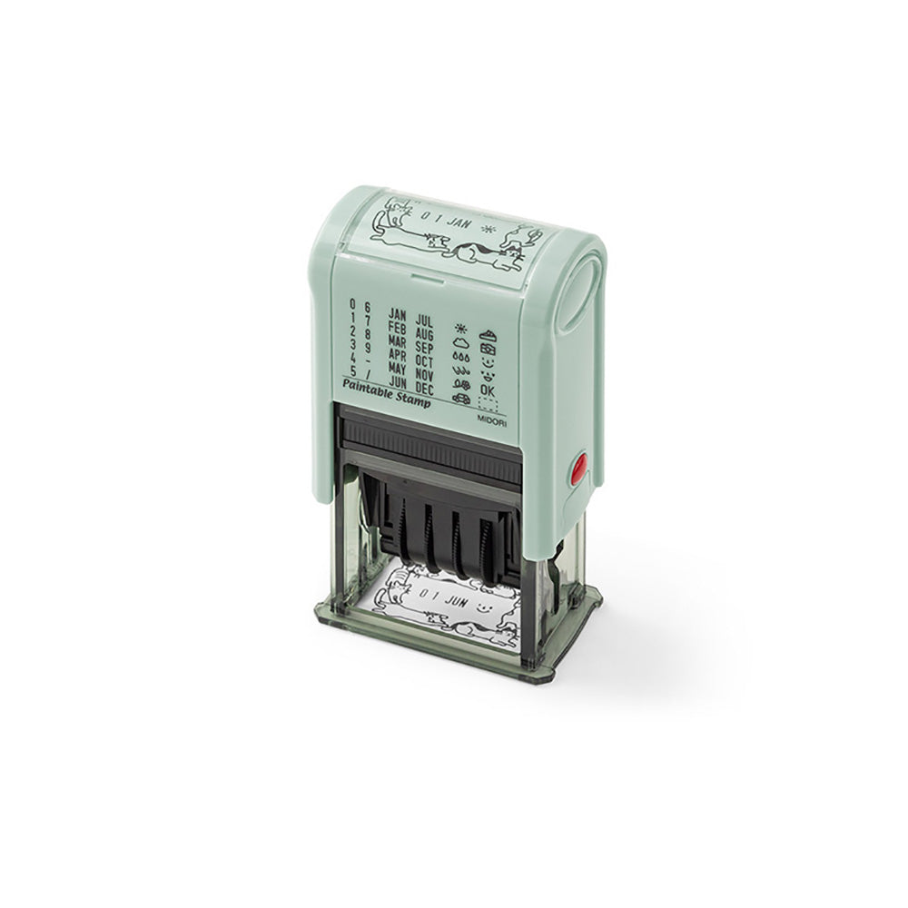 T-206 | MIDORI Paintable Stamp 日期回轉印 (貓咪)